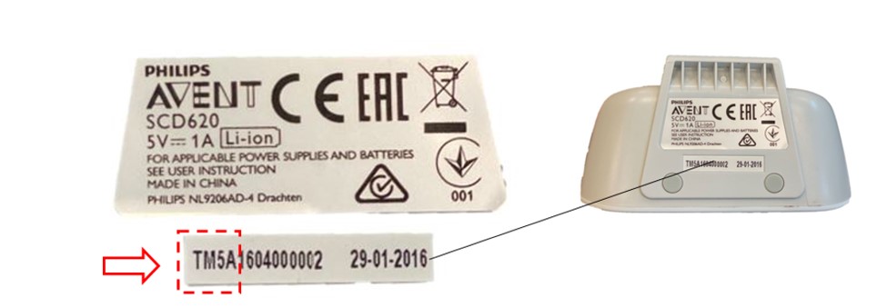 N&uacute;mero de serie del monitor para beb&eacute;s con video Philips Avent SCD620