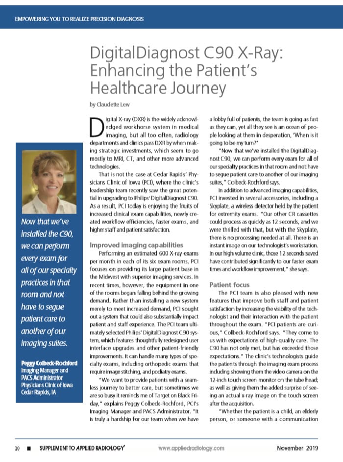 DigitalDiagnost&nbsp;C90, historia impresa sobre la PCI, mejora del paso de los pacientes por la atenci&oacute;n m&eacute;dica (Download .pdf)